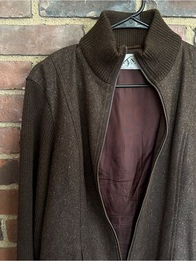 Diana Gallesi Jacket Ribbed Zip Front UK 14 Sz 10 / Medium